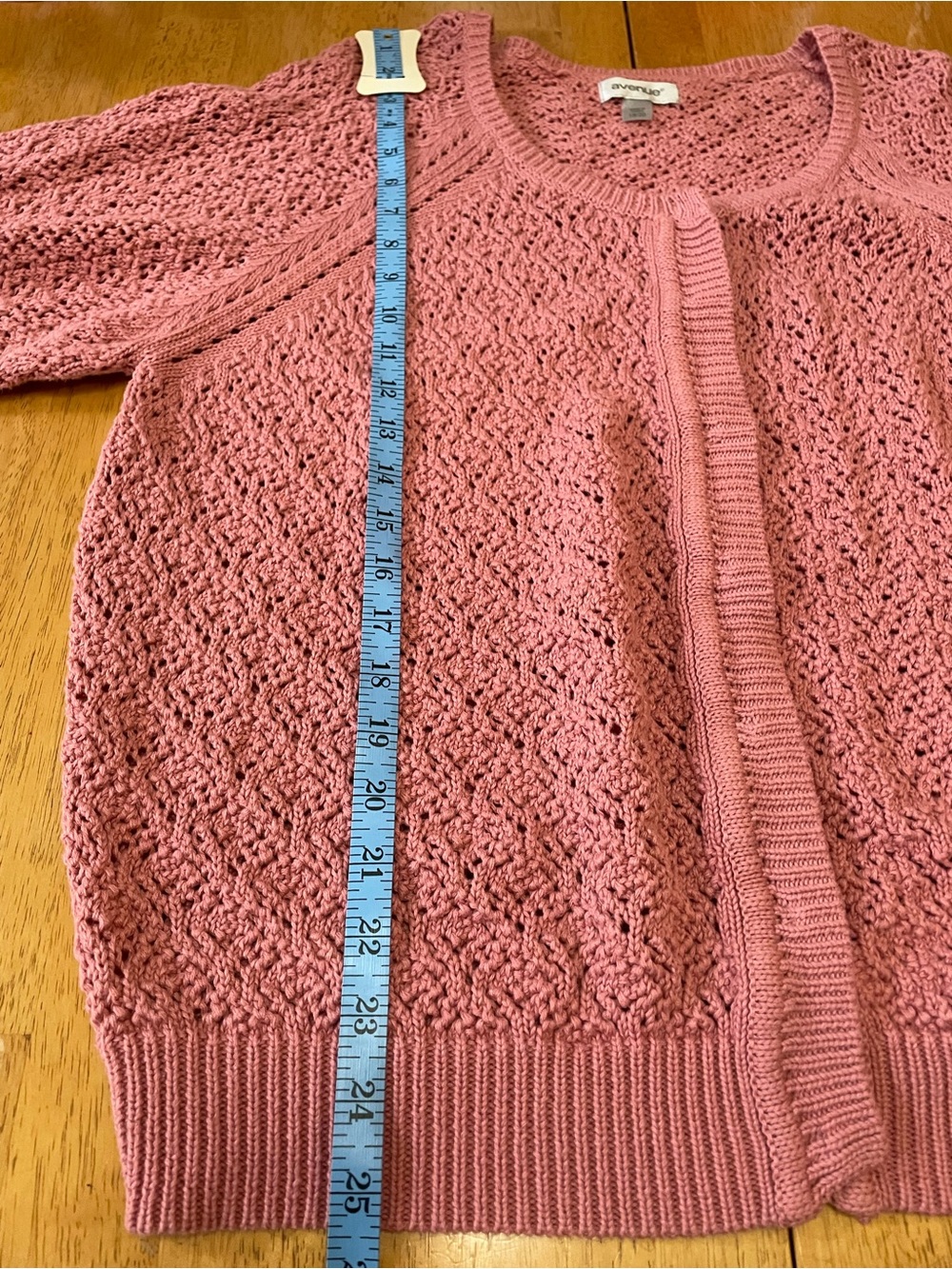 Avenue Blush Pink Open Knit Cardigan Sz. 18/20 - Picture 10 of 13
